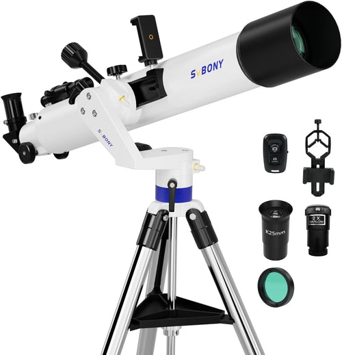 High-Powered 90mm Refractor Telescope Kit, AZ Mount, Beginner-Friendly
