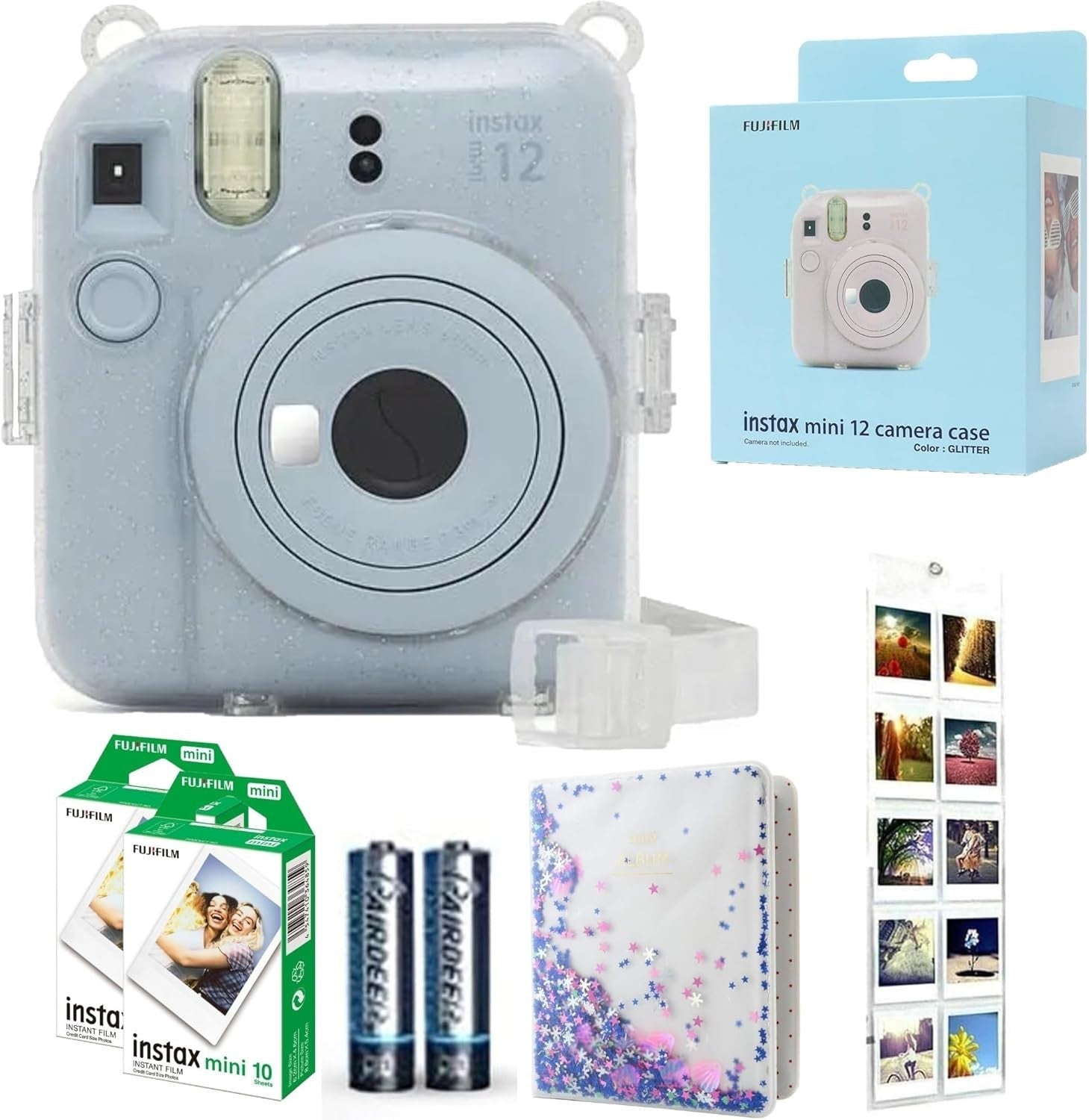 Fujifilm Instax Mini 12 Camera Bundle Blue Film Case Album Display