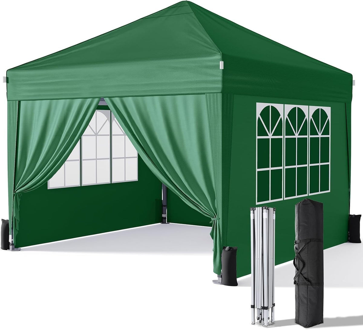 3x3m Dark Green Pop-Up Gazebo with Sides Waterproof Steel Frame Party Tent