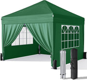 3x3m Dark Green Pop-Up Gazebo with Sides Waterproof Steel Frame Party Tent