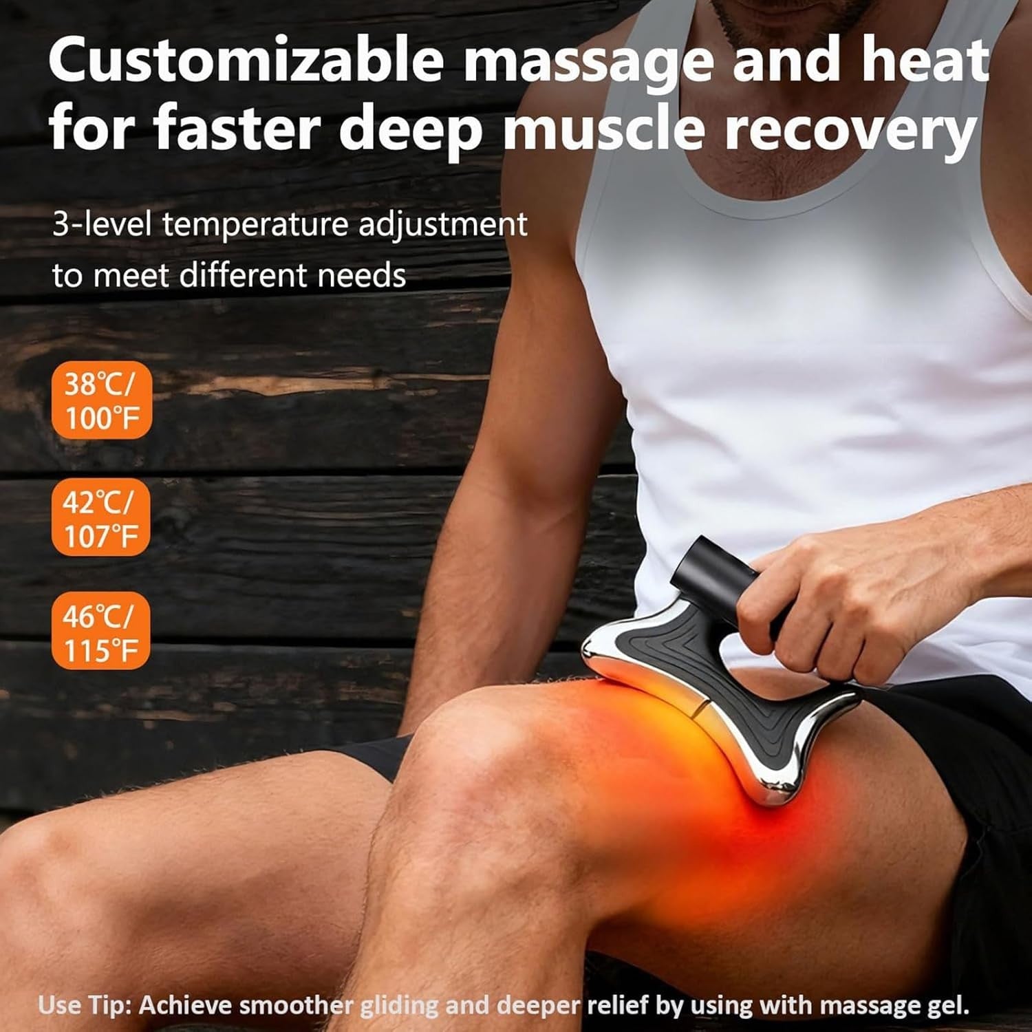 Heated Deep Tissue Massage Gun Neck Back Muscle Relief EMS Vibration Tool
