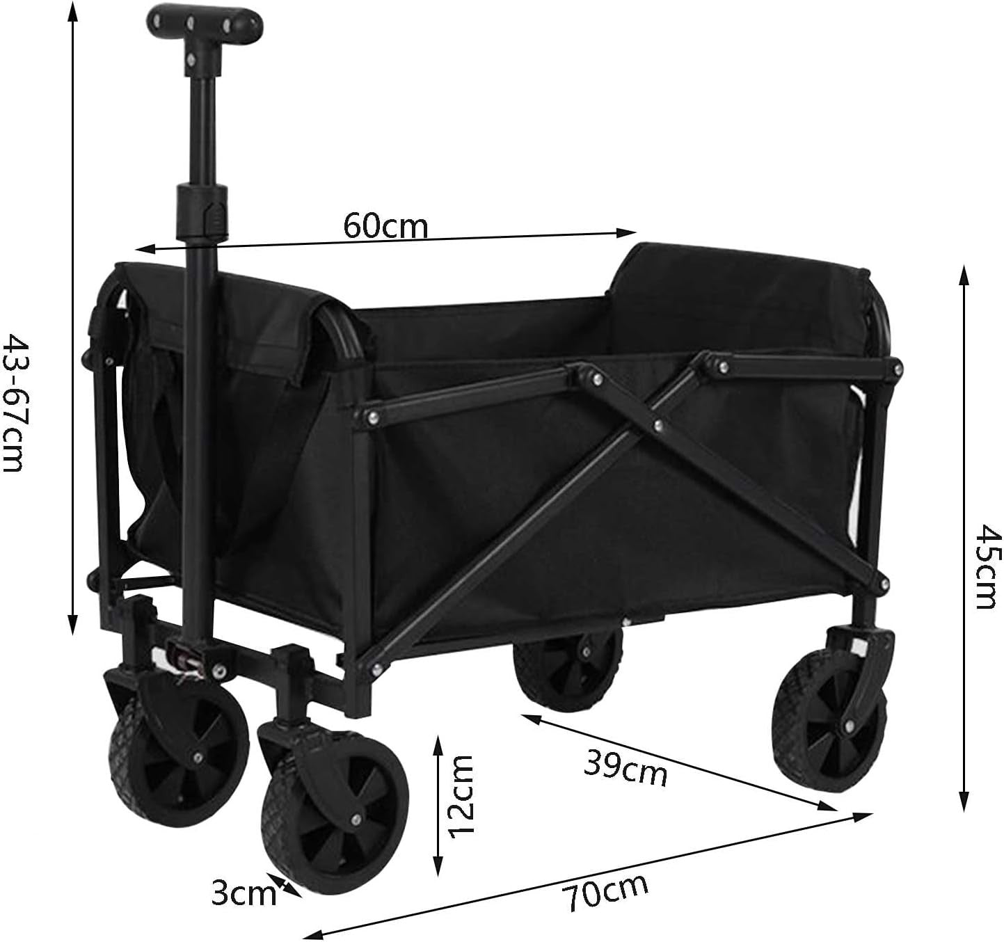 Heavy Duty Folding Festival Trolley Wagon Cart Adjustable Handle All-Terrain