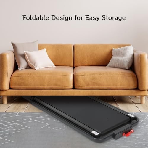 Foldable Walking Pad Treadmill 8km/h Under Desk Slim Run Machine w/ Handle 110kg