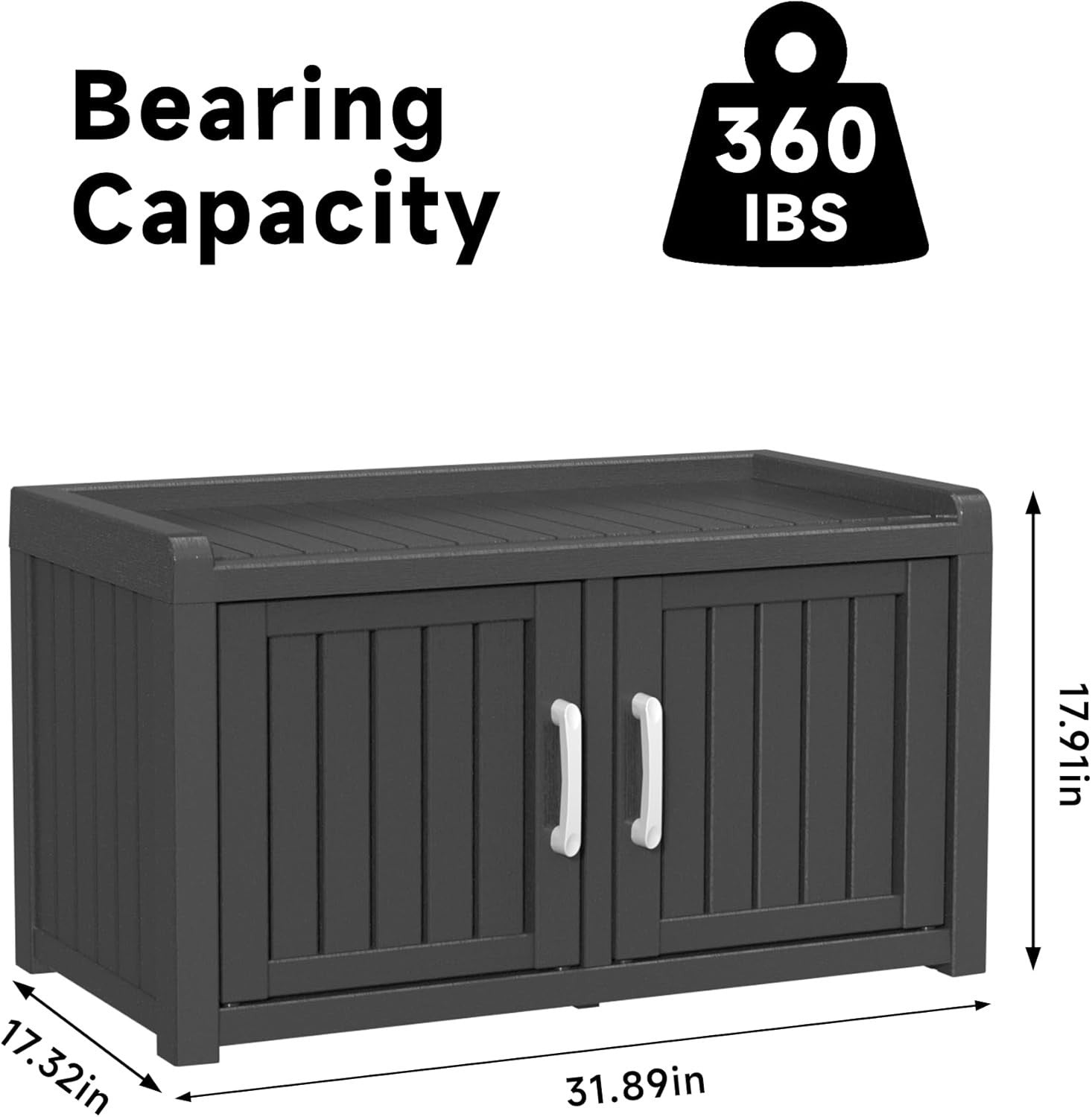 Spacious Waterproof Shoe Cabinet Bench Indoor Outdoor Storage 81x44x45.5cm
