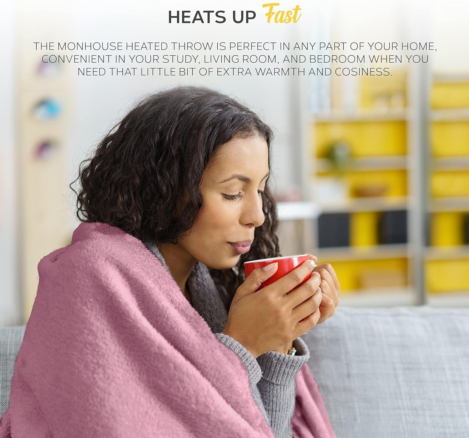 Electric Heated Throw Blanket 130x160cm 9 Heat Levels Timer Washable Pink