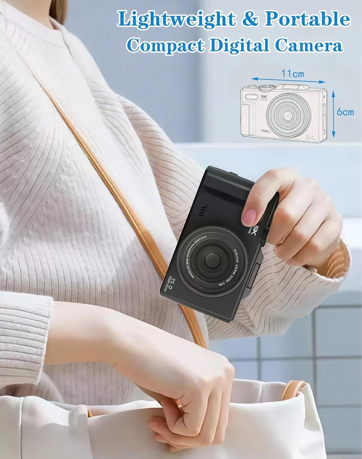 5K 75MP Vlogging Camera WiFi Flip Screen Zoom Camera 64GB Kit