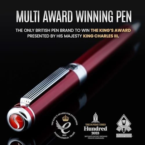 Luxury Ballpoint Pen – Brass, Crimson Red Chrome, Smooth Refillable Ink