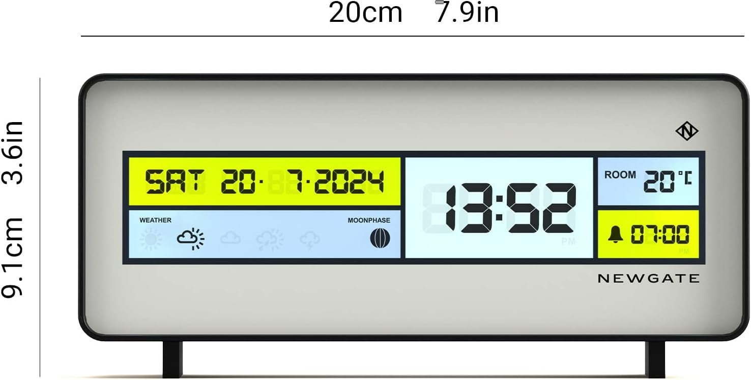 Retro Digital Alarm Clock LCD Date Time Temperature Silent Bedside Desk