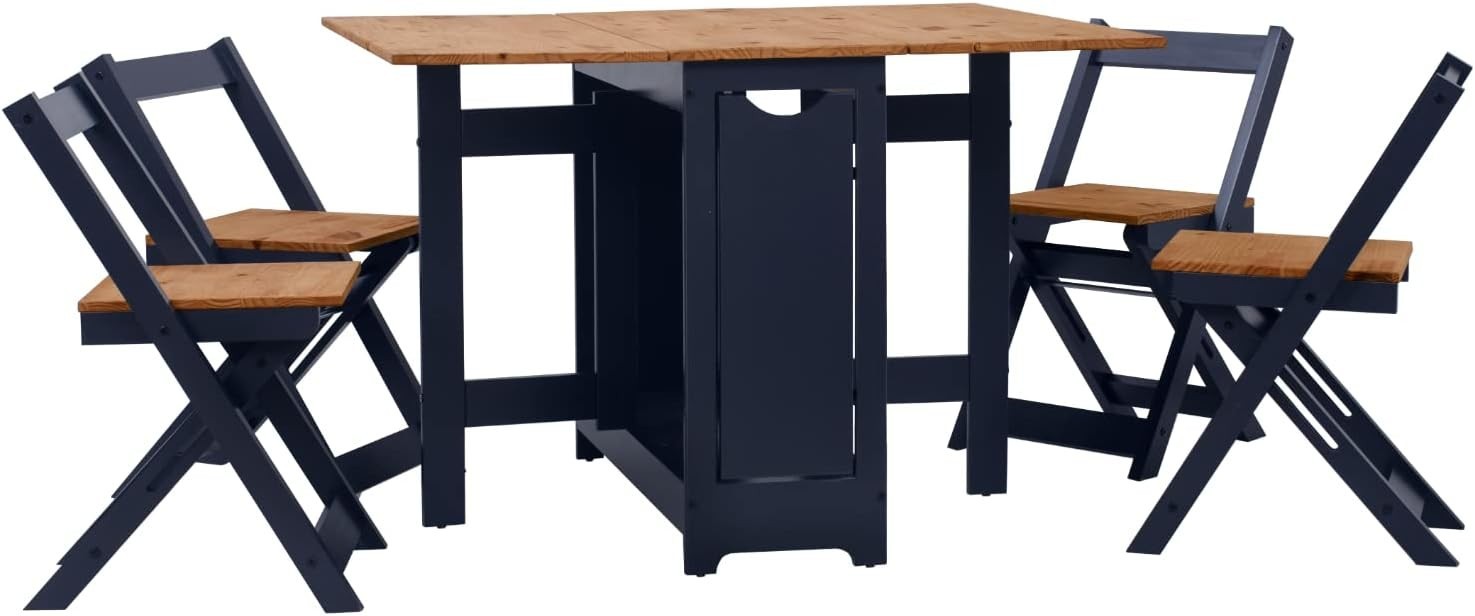 Drop Leaf Dining Table & 4 Chairs Extendable Space-Saving Kitchen Set