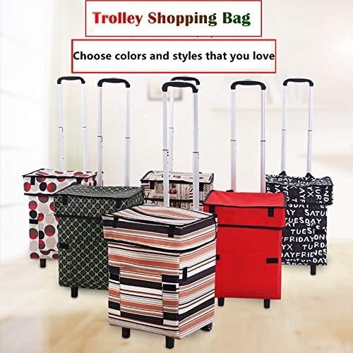 Foldable Utility Cart 41L Collapsible Grocery Trolley Waterproof Black Plaid