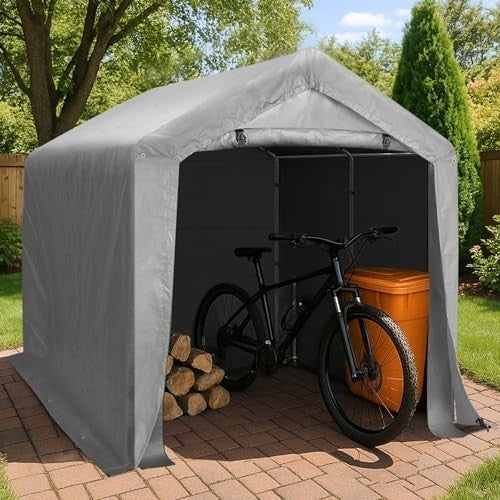 Portable 2.4x2.4m Garden Bike Shed Tent Water-Resistant Outdoor Storage