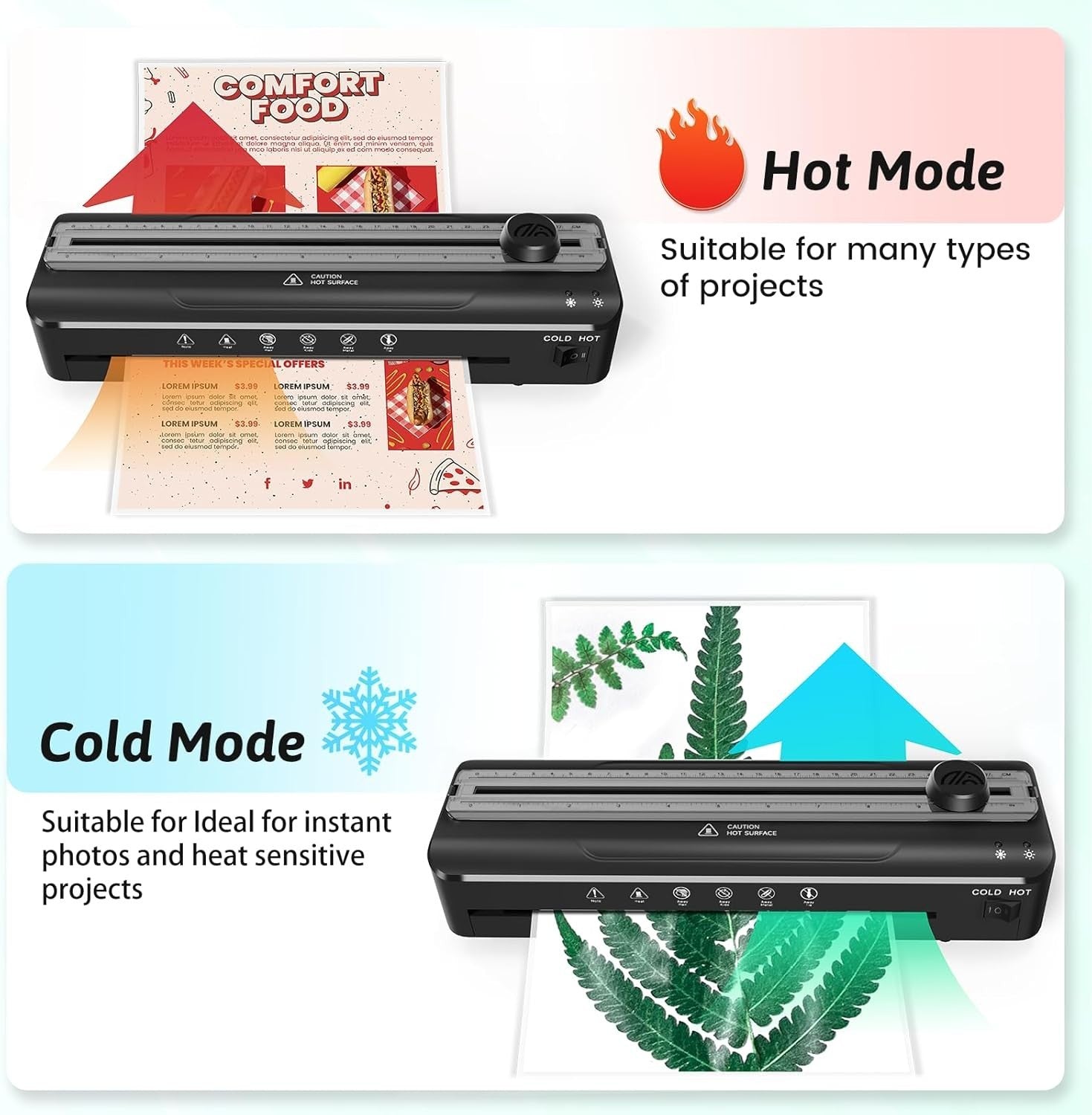 A4 4 in 1 Laminator Hot Cold Fast 90s Anti Jam + Pouches