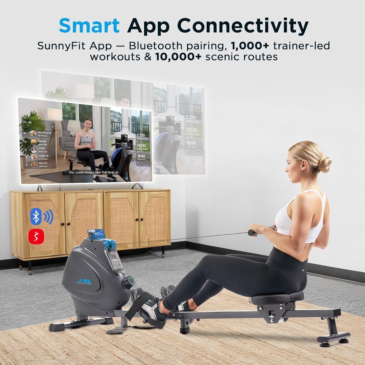 Folding Magnetic Rowing Machine 16-Level Quiet Rower LCD App Compatible 130KG