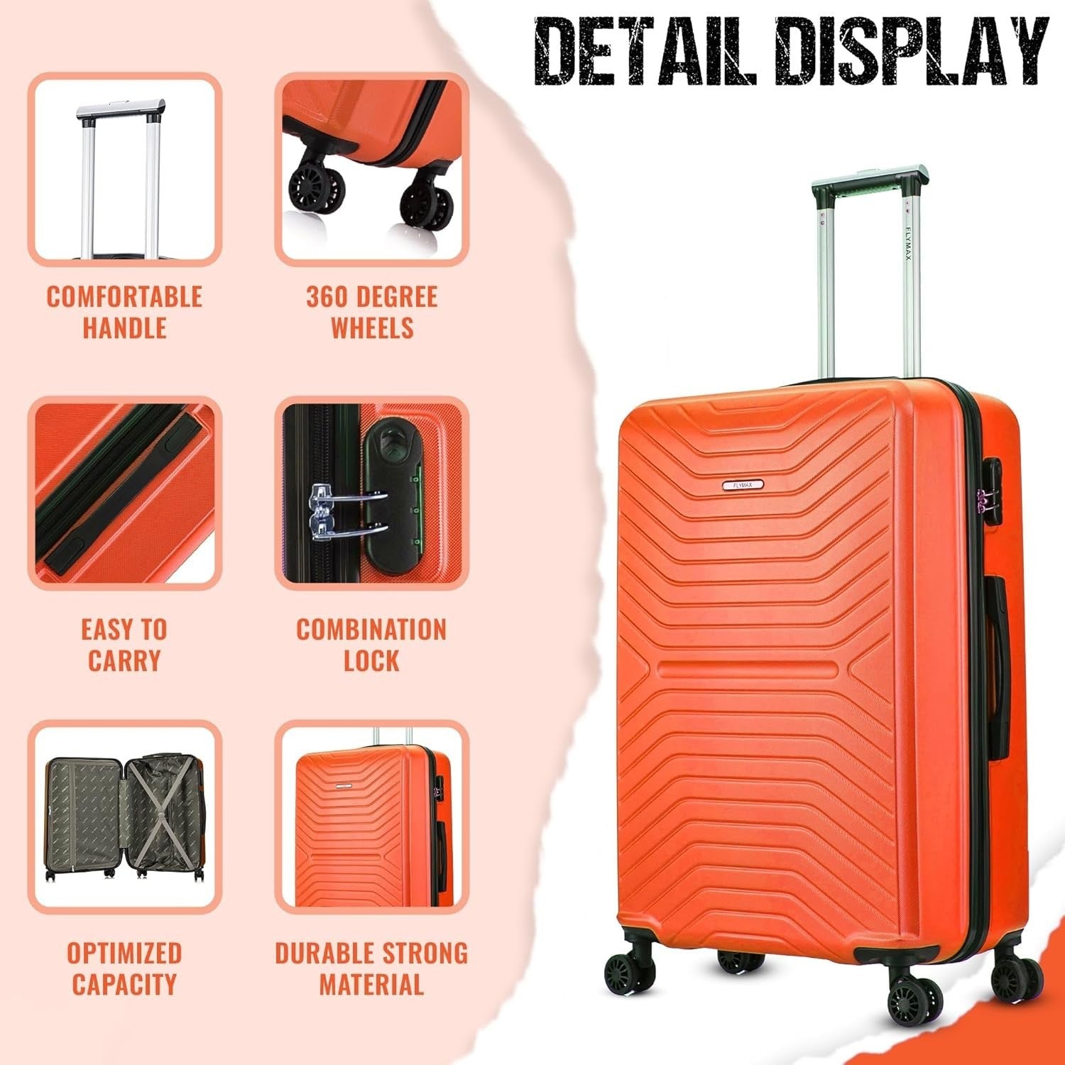 24'' Medium ABS Check In Suitcase Lightweight 4 Wheel Spinner 3 Digit Lock