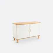 Modern 2 Door Sideboard Cabinet Oak Top | White Storage Unit for Hallway