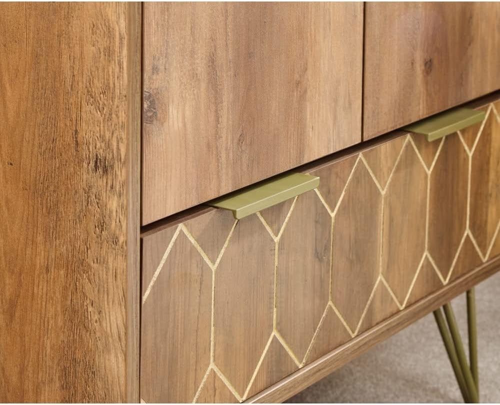 Modern Gold Bar Cabinet with Wine Rack & Drawer | Home Drinks Sideboard Unit