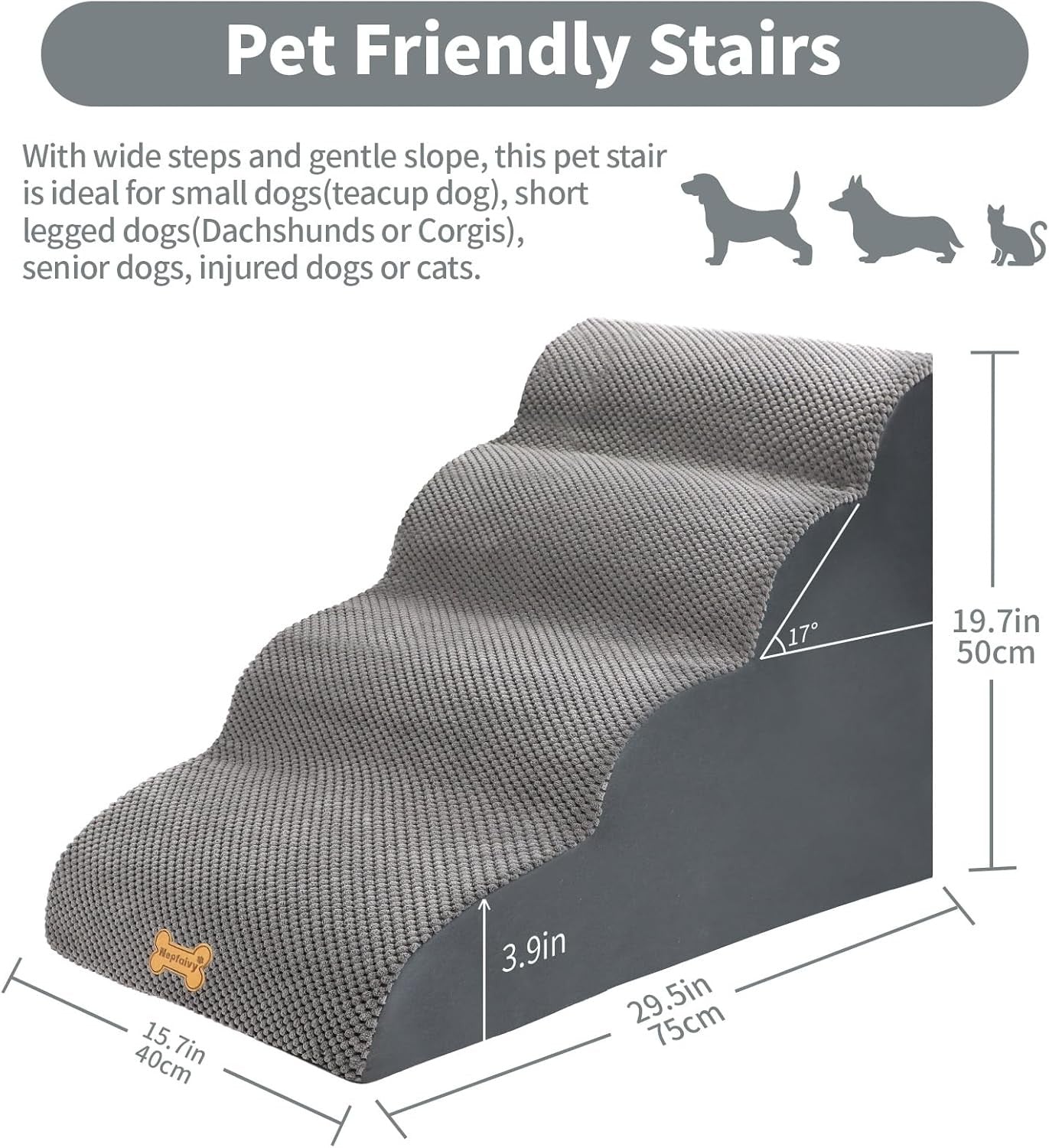 4-Step Dog Stairs Non-Slip Pet Ramp Small Dogs Cats