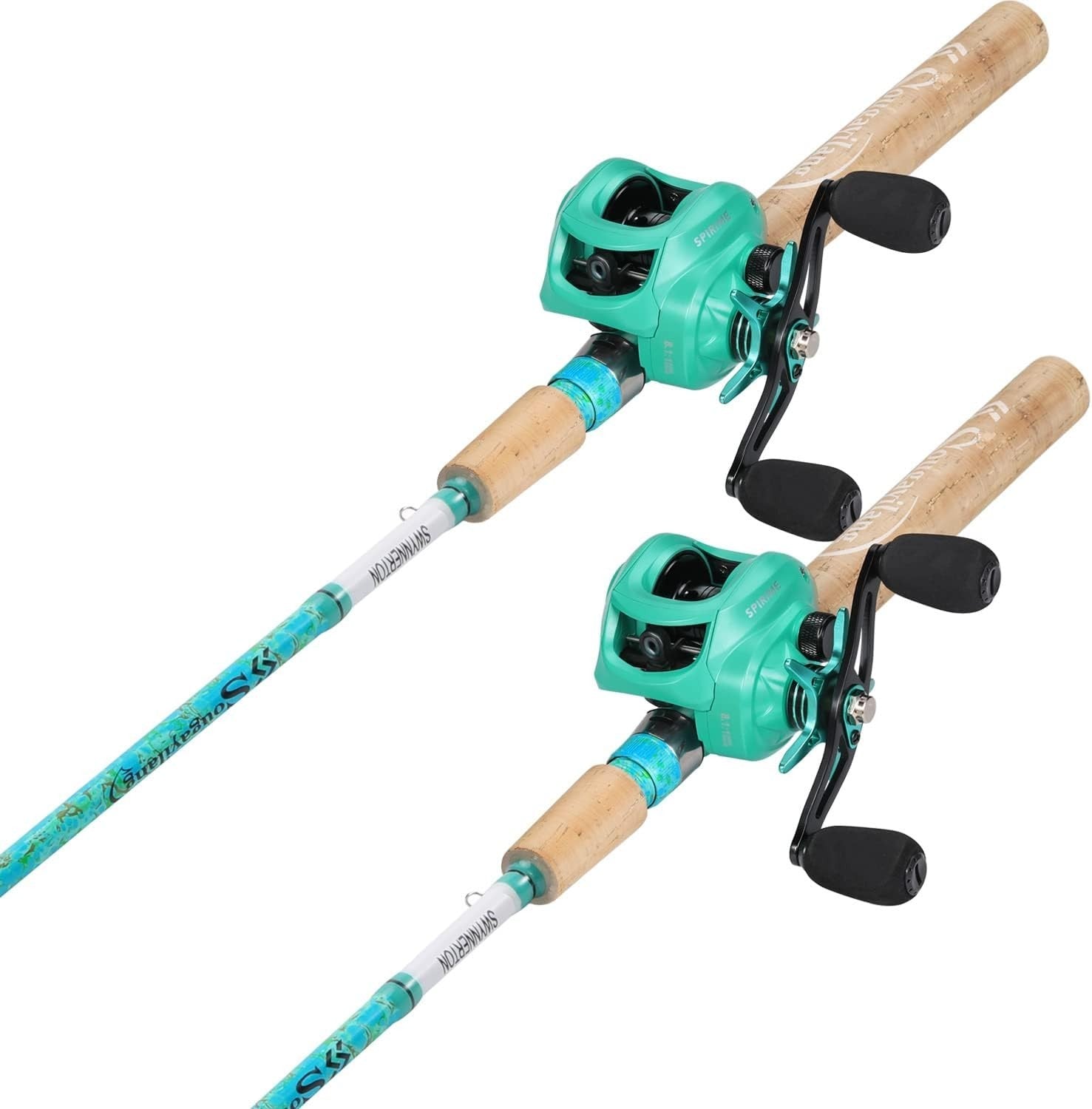 2 Pack Casting Fishing Rod & Reel Combo 5'6" Carbon Fiber