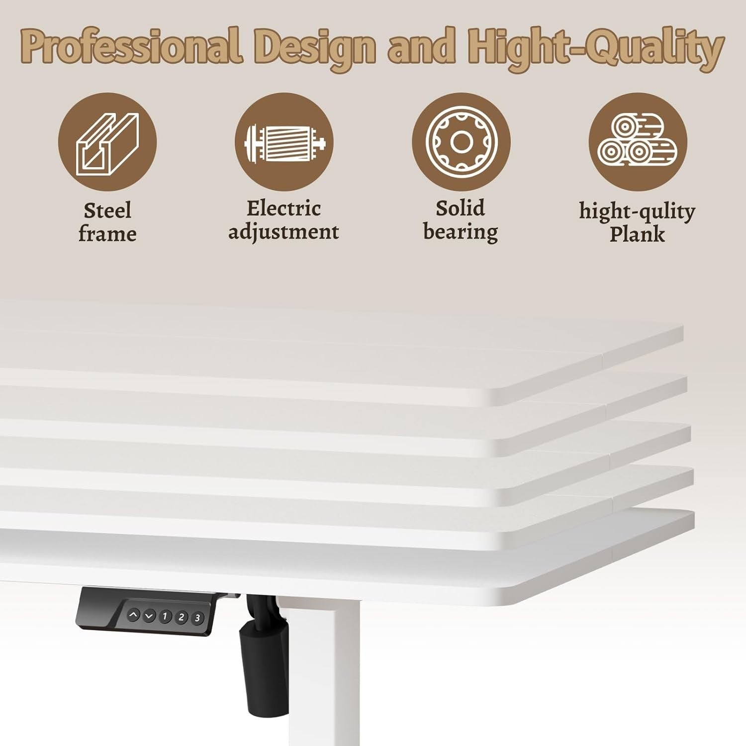 Electric Adjustable Standing Desk 140x60cm Smart Sit Stand Office Table White