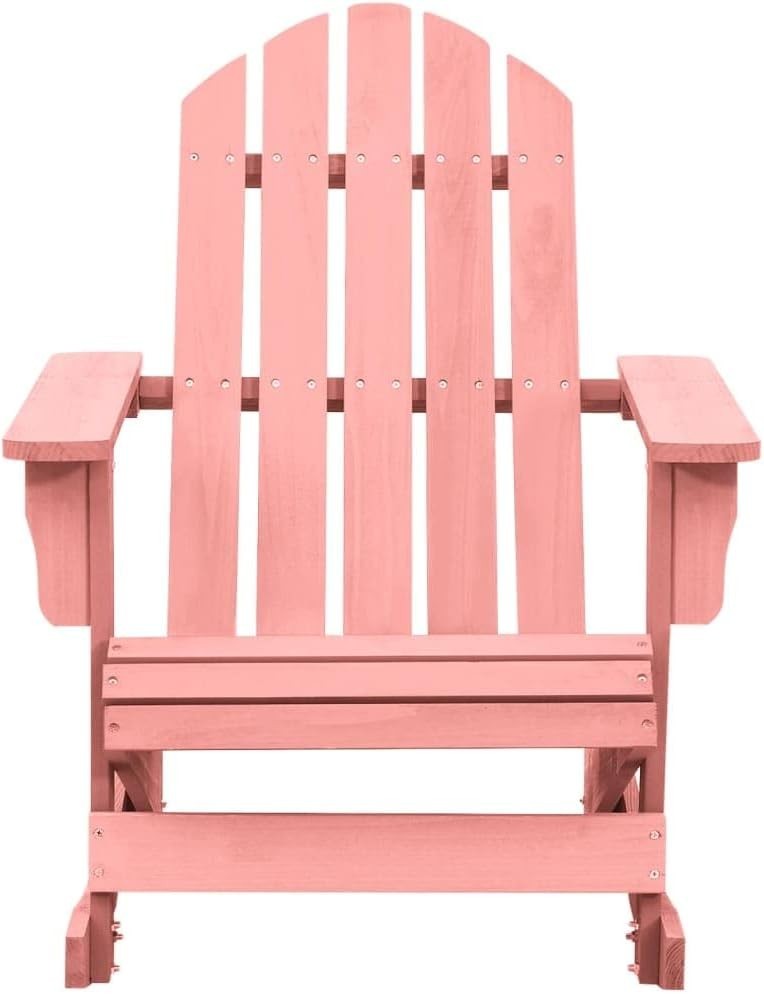 Pink Outdoor Wooden Rocking Chair, Ergonomic Seat, Weatherproof Comfort