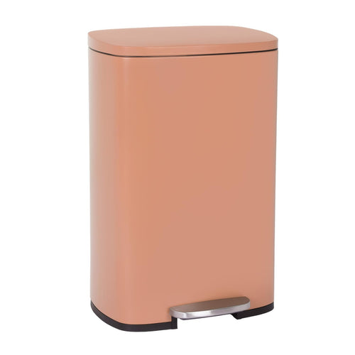 50L Stainless Steel Kitchen Bin Step On Lid Soft Close Pink