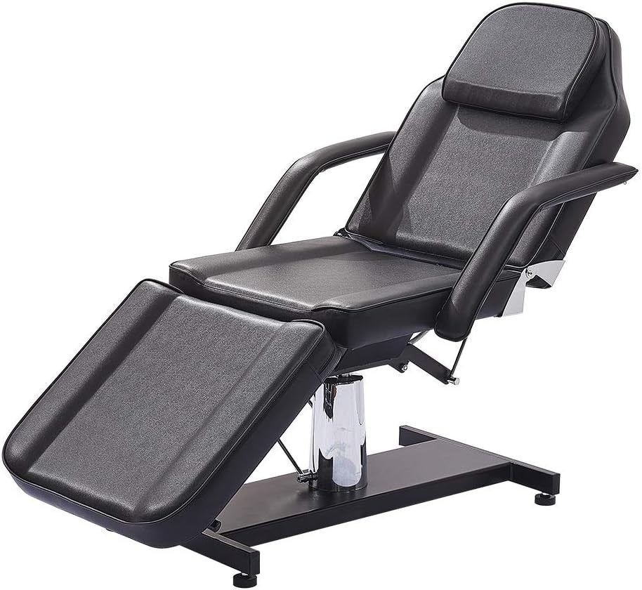 Reclining Massage Table 3-Section Adjustable Beauty Spa Tattoo Bed Couch Black