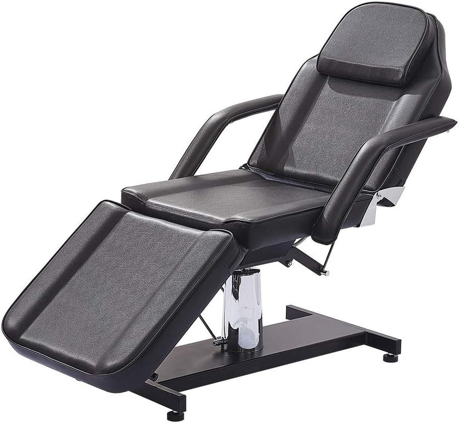 Reclining Massage Table 3-Section Adjustable Beauty Spa Tattoo Bed Couch Black