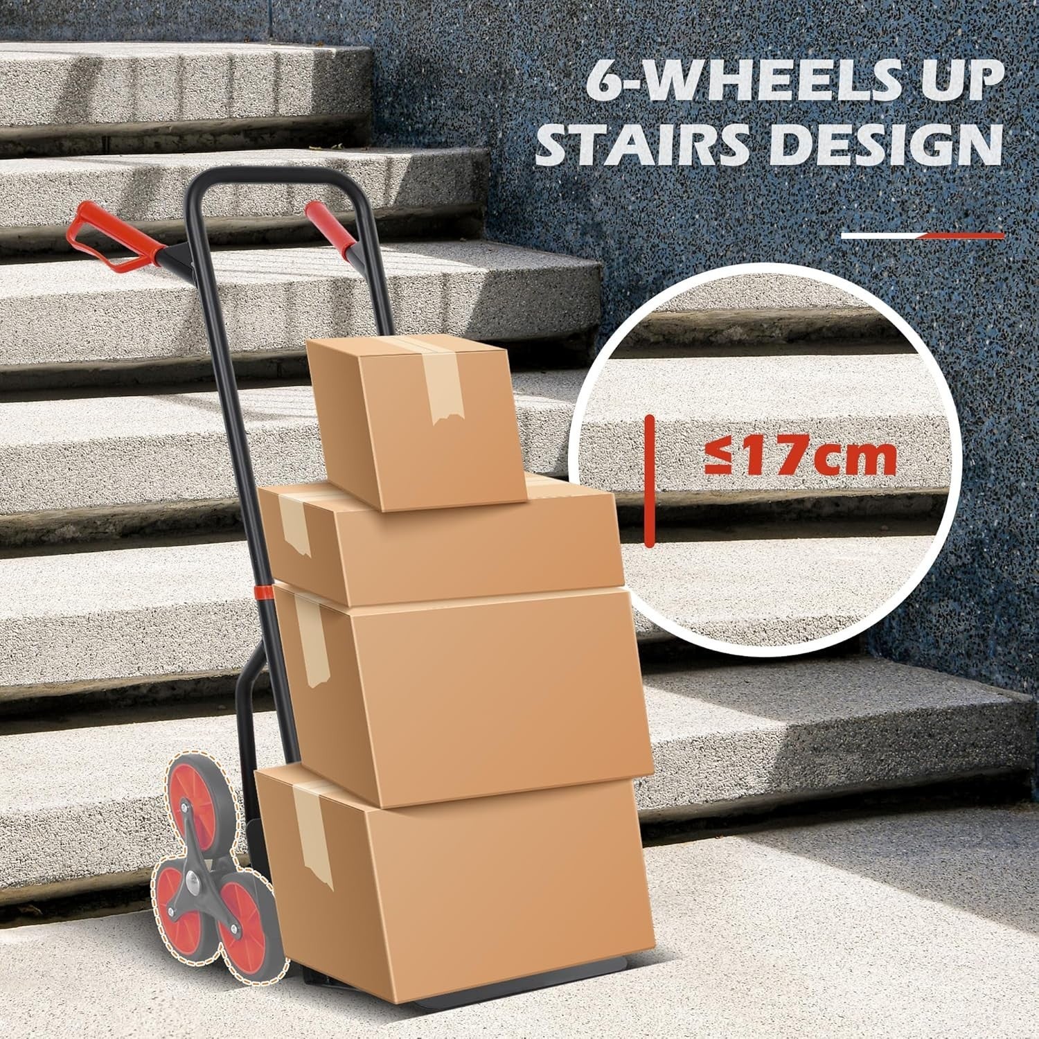 Stair Climbing Hand Truck 120kg Foldable Heavy Duty Steel Trolley