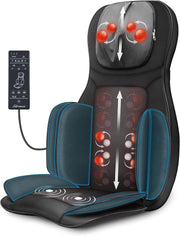 Shiatsu Heated Back Neck Massage Chair Pad with Compression & Remote