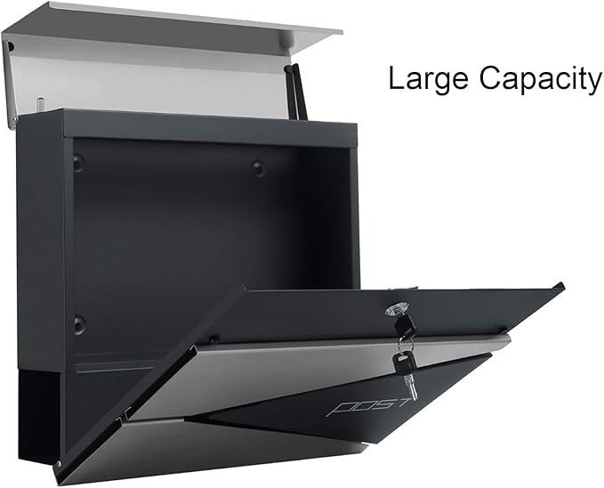 Wall Mounted Lockable Mailbox Waterproof Stainless Steel Post Box Large Capacity