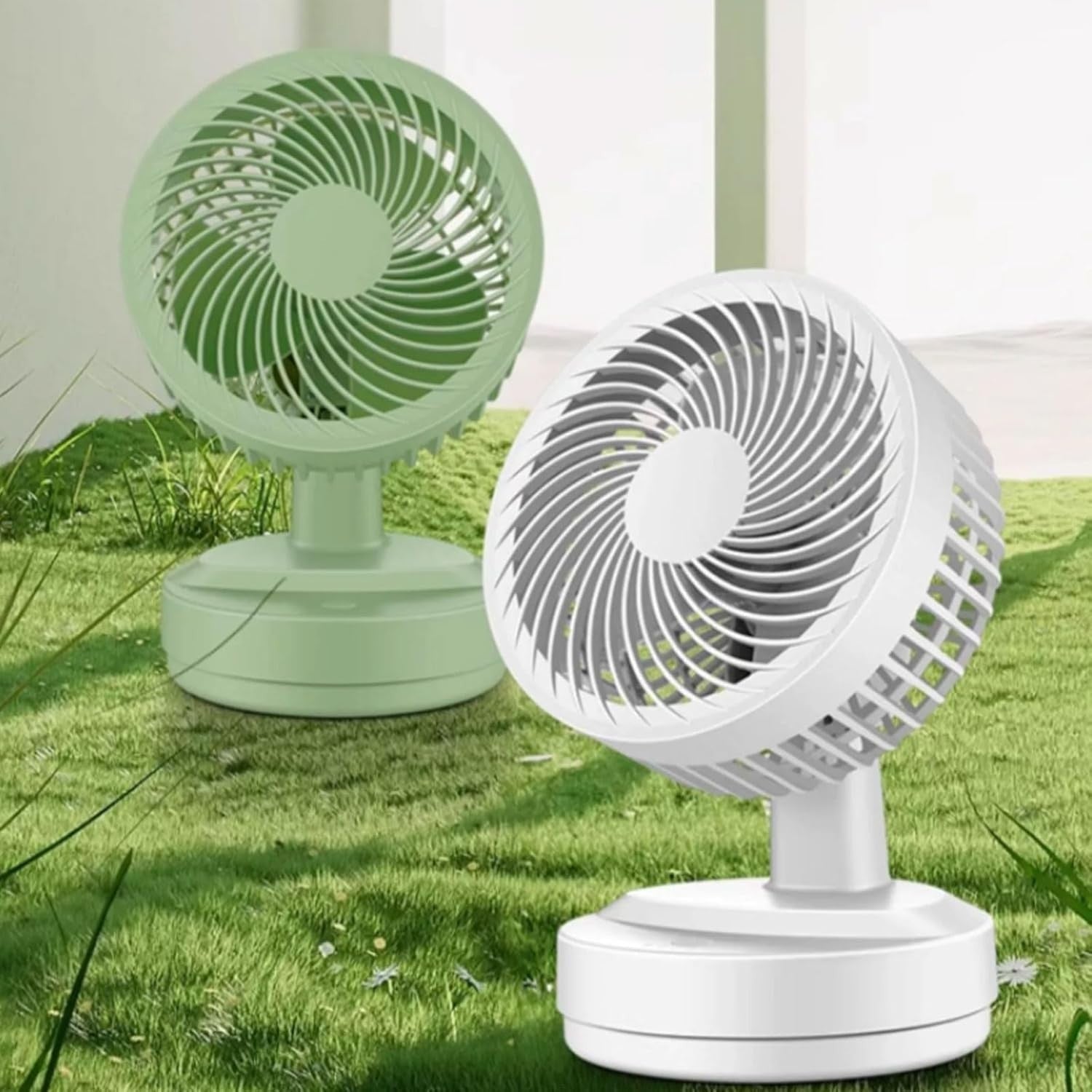White Compact Desktop Fan – Silent 3-Speed Oscillating Mini Table Cooling Fan