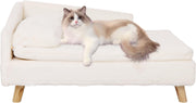 Elevated Dog Sofa Bed L Shaped Pet Lounger Plush Cushion Wooden Legs