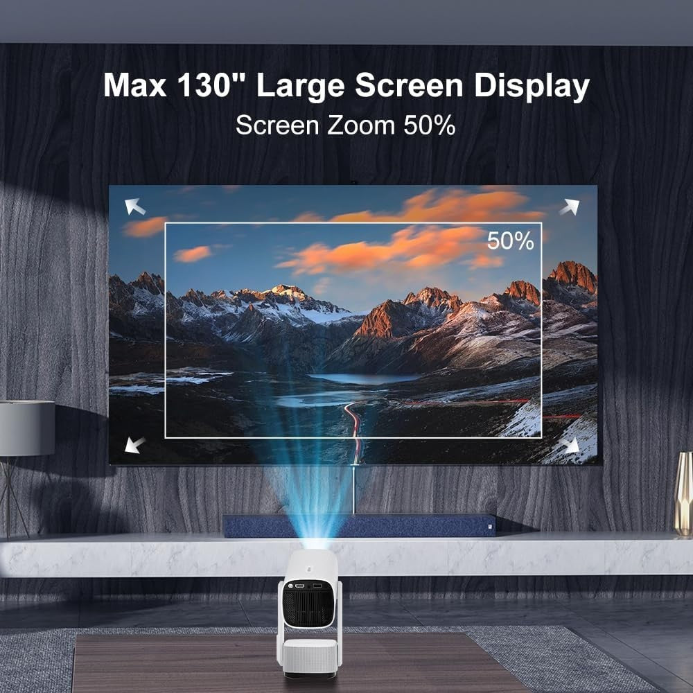 Portable 4K Smart Projector WiFi 6 Bluetooth Auto Keystone Battery