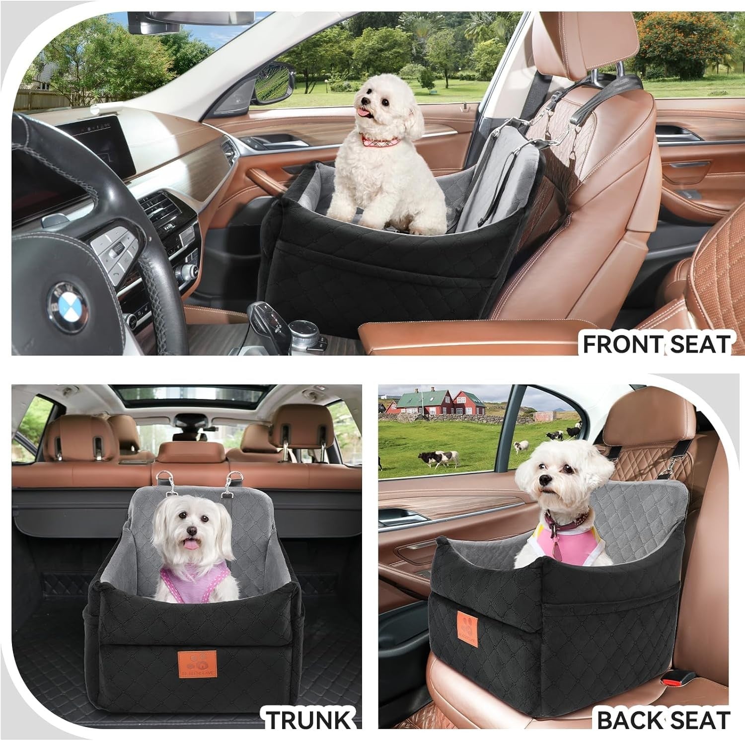 Dog Booster Seat Memory Foam Pet Car Bed Washable Travel Carrier