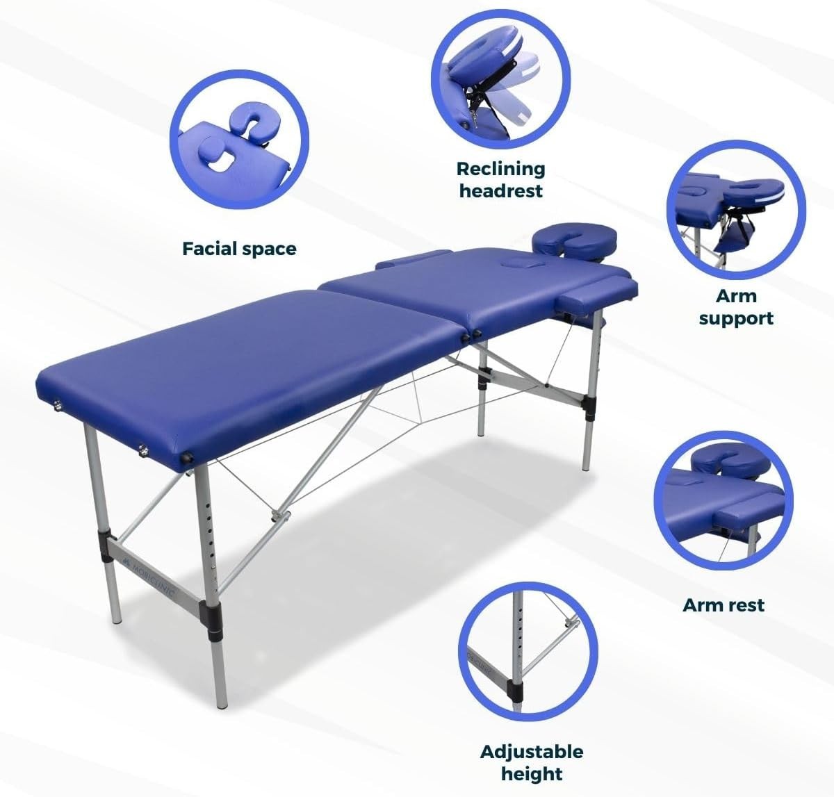 Portable Aluminium Massage Table Foldable Adjustable Spa Therapy Bed Blue