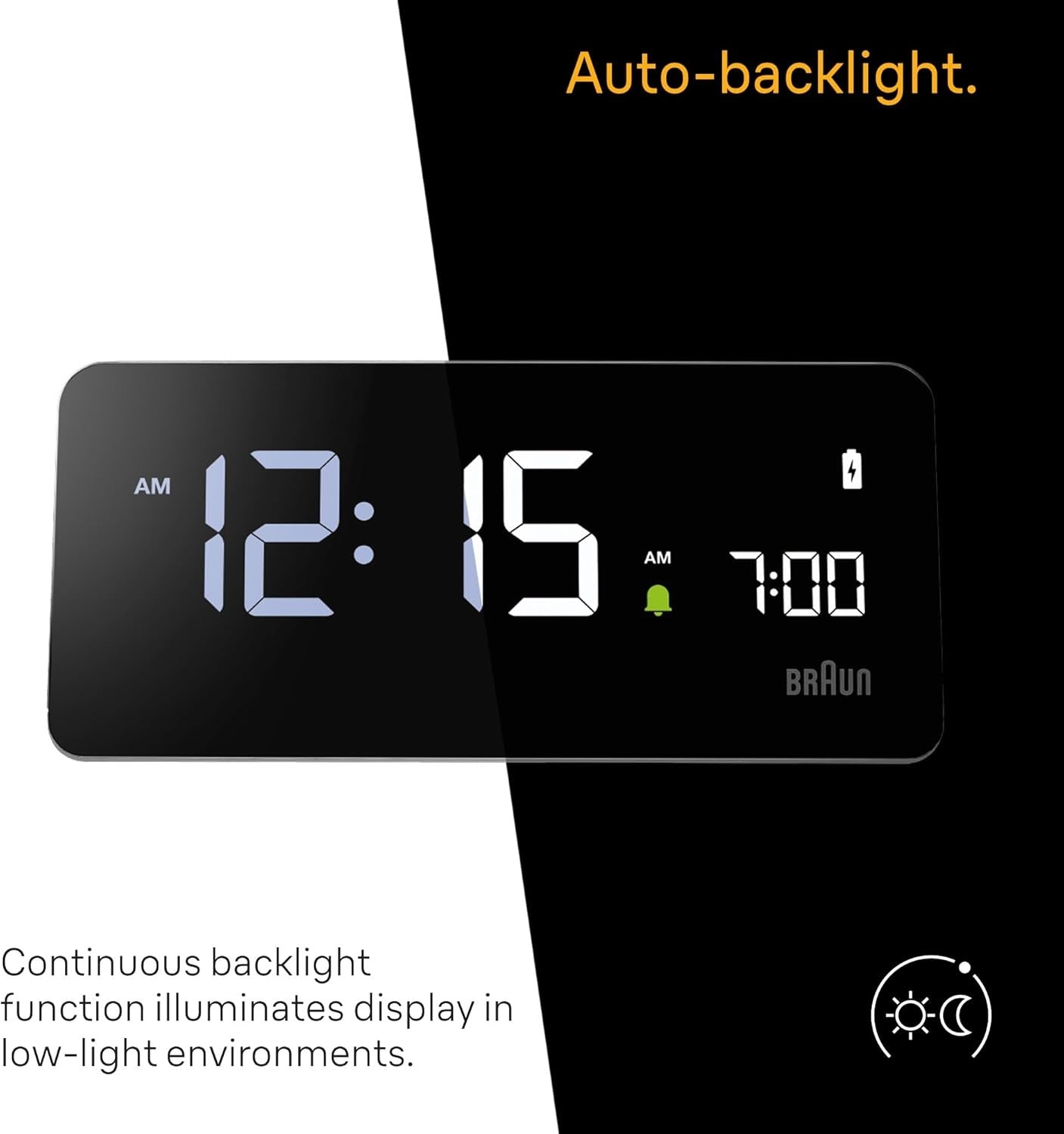 Wireless Charging Digital Alarm Clock LCD Auto Dimming Fast Charge