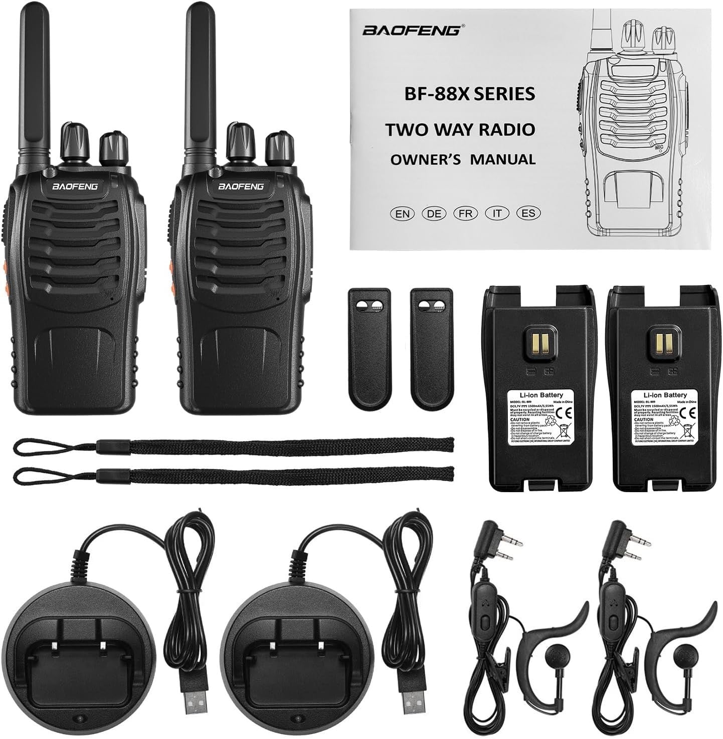 Long Range Walkie Talkies 2 Way Radio VOX 16CH Rechargeable 2 Pack
