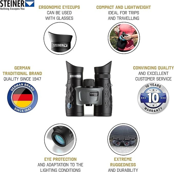 8x32 Waterproof Binoculars Anti-Glare Clear Optics Compact Travel Hiking