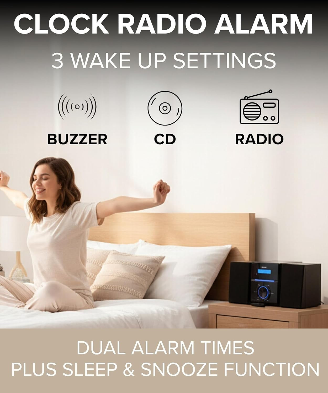 Compact Micro HiFi System CD Player FM Radio Alarm Clock AUX Audio