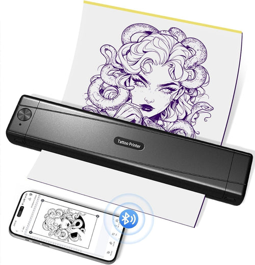 Black Tattoo Stencil Printer Wireless Thermal Tattoo Machine for Artists