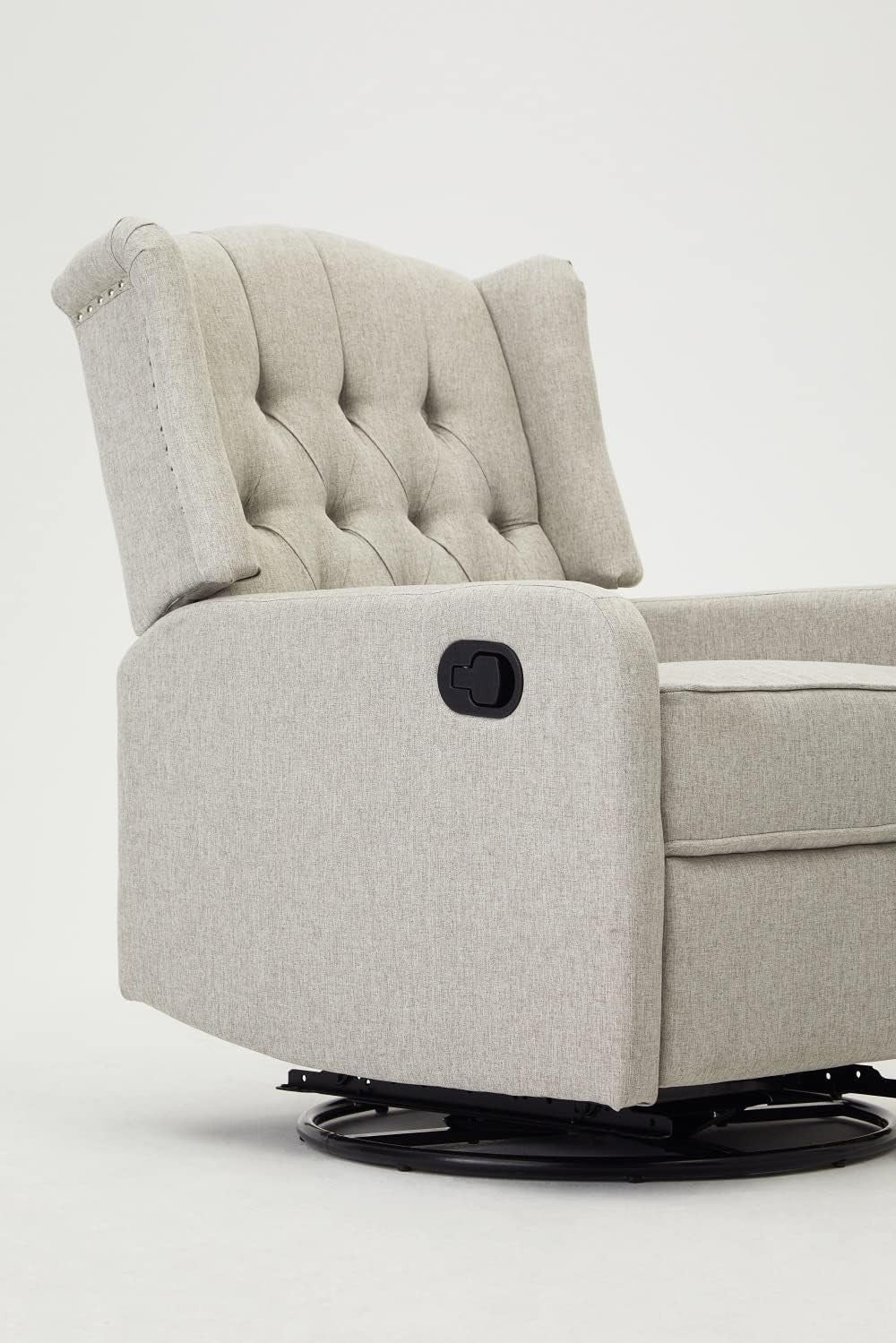 Grey Swivel Recliner Armchair Fabric Wing Back Chair Lounge Relax Seat