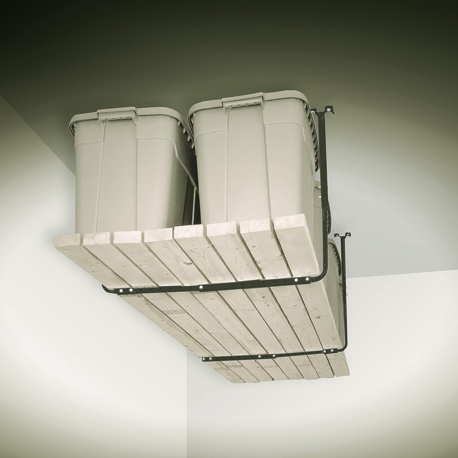 Adjustable Garage Ceiling Shelf Matte Black 86.4D x 66W x 86.4H cm