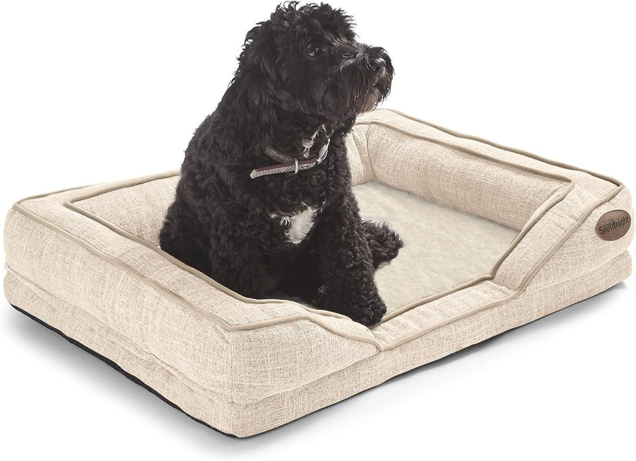 Small Orthopedic Dog Bed 65x49cm Washable Non Slip Natural