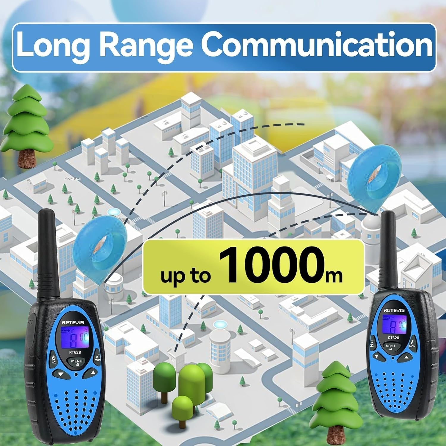 Kids Walkie Talkies 2 Pack Long Range VOX 8 Channel Clear Sound Toy Radios Blue