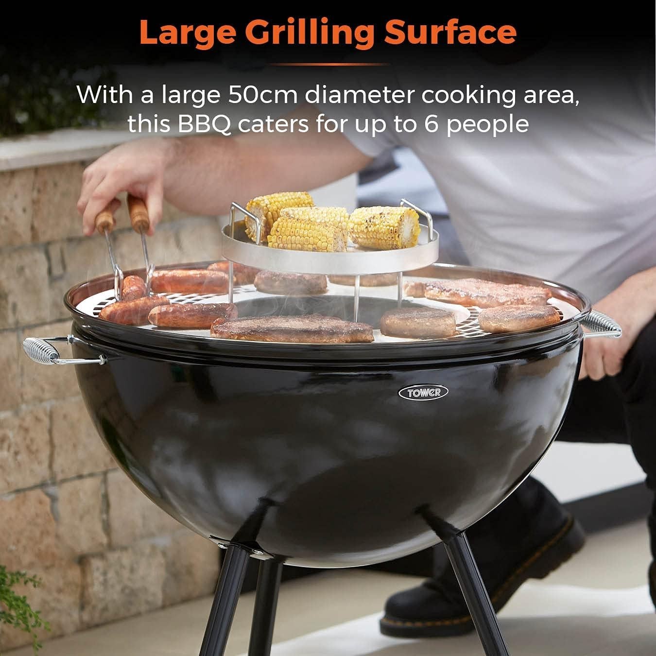 2-in-1 Fire Pit & Charcoal BBQ Grill with Handles – 360° Outdoor Garden Barbecue