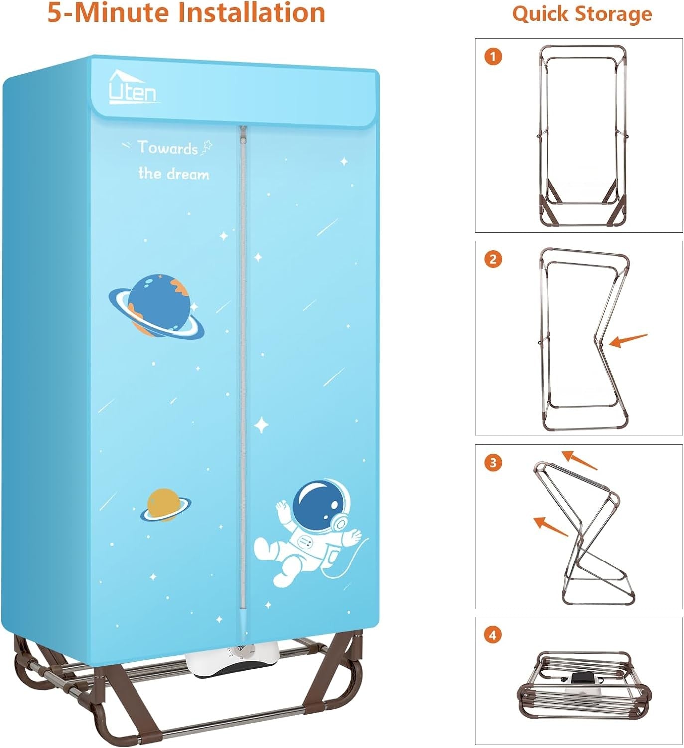 Electric Clothes Dryer 1500W 2 Tier Drying Wardrobe 15kg Indoor