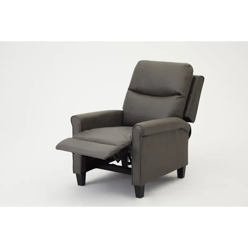 Recliner Armchair Grey Faux Leather High Back Push Back Lounge Chair