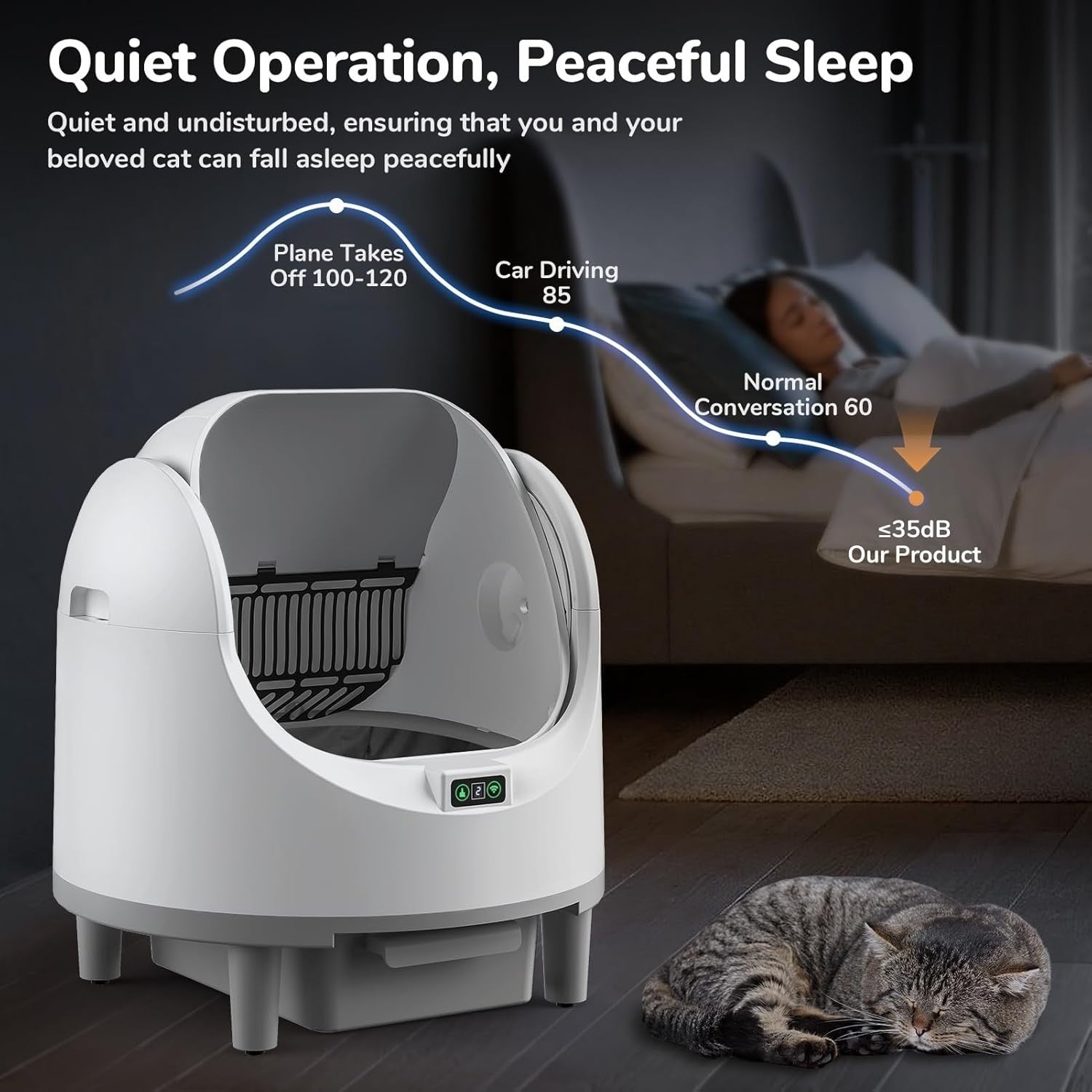 Open Top Self Cleaning Cat Litter Box APP Control Multi Cat 10L