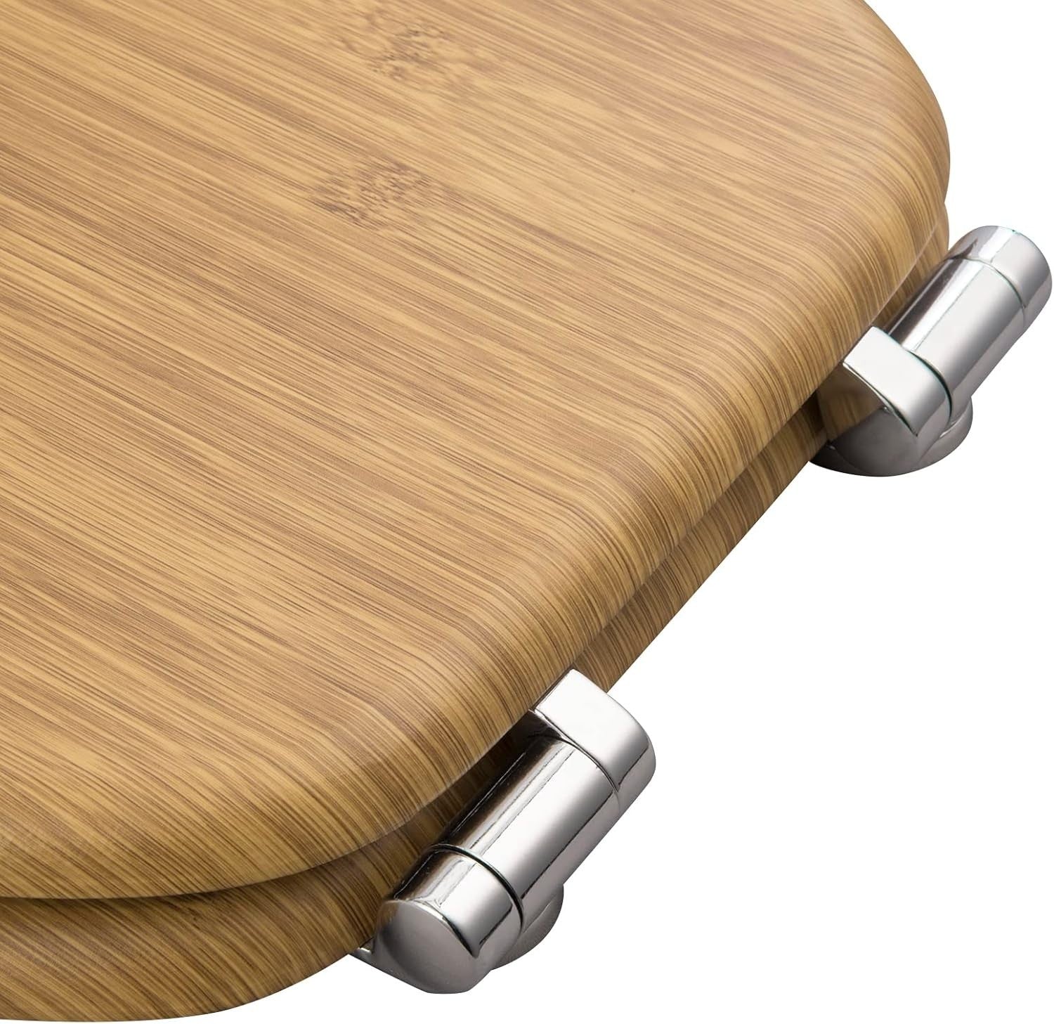Wooden Toilet Seat Soft Close Bamboo Look MDF Heavy Duty Standard WC 43.8x37.8cm