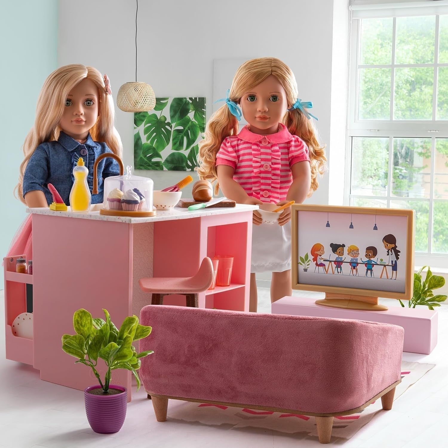 18-Inch Baker Doll Blonde Hair Green Eyes Chef Outfit Baking Set